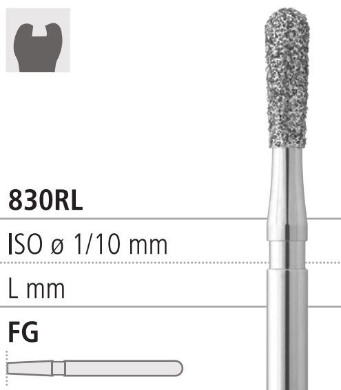 Боры стоматологические алмазные FG 830RL/015, черный, 6шт. ISO код 314238544015, арт: FG223/6 CB FG223/6CB - фото 386604