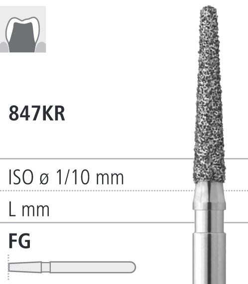 Боры стоматологические алмазные FG 847KR/016, желт., 6шт. ISO код 314546504016., арт: FG5422R/6 FG5422R/6 - фото 386767