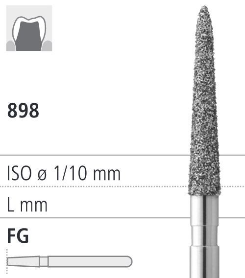 Боры стоматологические алмазные FG 898/014, черный, 6шт. ISO код 314586544014, арт: FG101/6 CB FG101/6CB - фото 386884