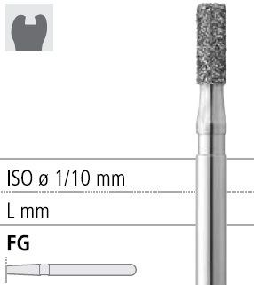 Боры стоматологические алмазные FG 835/011, зол., 6шт. ISO код 314109514011, арт: FG214/6 GB FG214/6GB - фото 387392