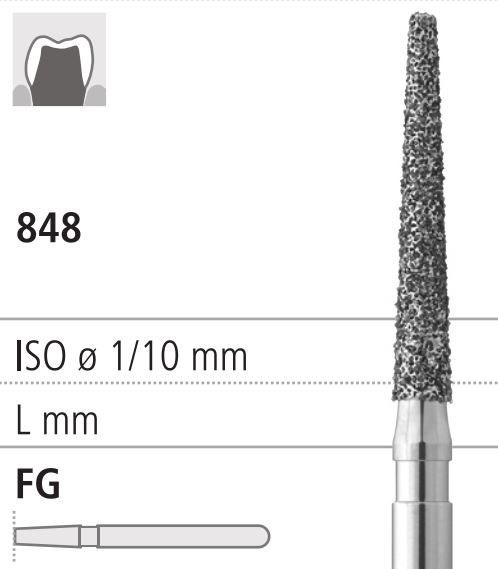 Боры стоматологические алмазные FG 848/017, черный, 6шт. ISO код 314173544017, арт: FGD5/6 СB FGD5/6СB - фото 387550