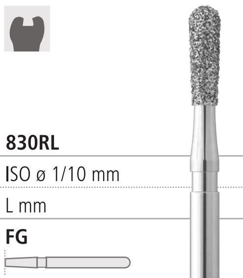 Боры стоматологические алмазные FG 830RL/018, 6шт. ISO код 314238524018., арт: FG227/6 FG227/6 - фото 387579