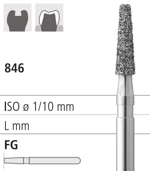 Боры стоматологические алмазные FG 846/019, черный, 1 шт. ISO код 314171544019, арт: FG113/1 CB FG113/1CB - фото 387591