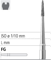 Боры стоматологические алмазные FG 956/010, 1 шт. ISO код 314699524010, арт: FGD1/1 FGD1/1 - фото 387841