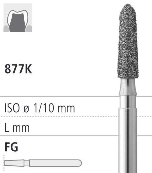 Боры стоматологические алмазные FG 877K/021, 6шт. ISO код 314297524021., арт: FG164/6 FG164/6 - фото 387874