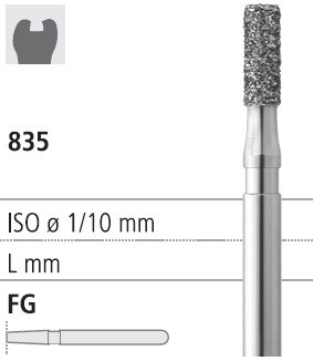 Боры стоматологические алмазные FG 835/017, черный, 1 шт. ISO код 314109544017, арт: FG244/1 CB FG244/1CB - фото 387985