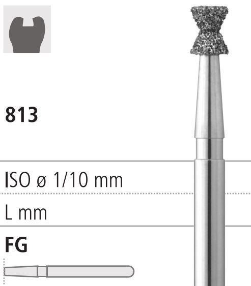 Боры стоматологические алмазные FG 813/020, 6шт. ISO код 314032524020., арт: FG303/6 FG303/6 - фото 388154