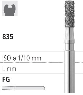 Боры стоматологические алмазные FG 835/015, черный, 1 шт. ISO код 314109544015, арт: FG204/1 CB FG204/1CB - фото 388173