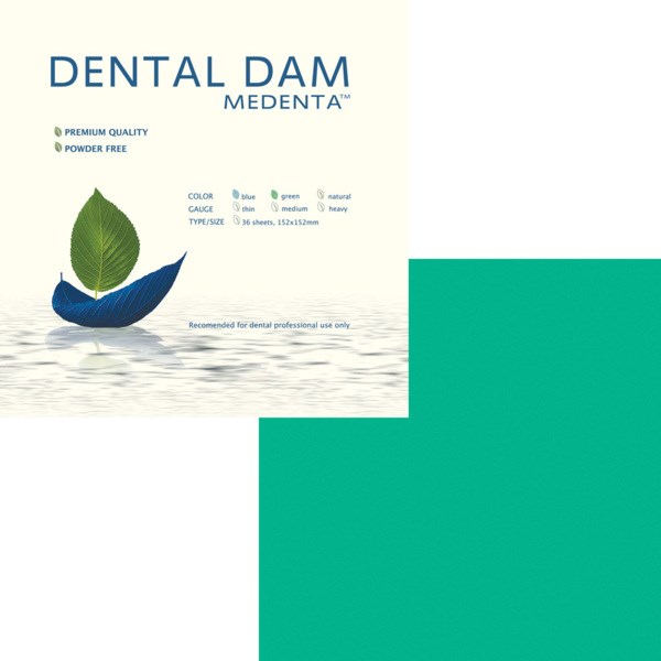 Dental Dam - завеса стоматологическая для изоляции полости рта, зеленая/тонкая, 36 шт 09000 - фото 391060