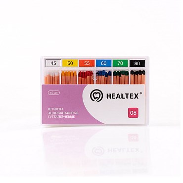 Штифты эндоканальные гуттаперчевые Healtex, конусность 06, размер 45, 60 шт GST45/6 - фото 391691