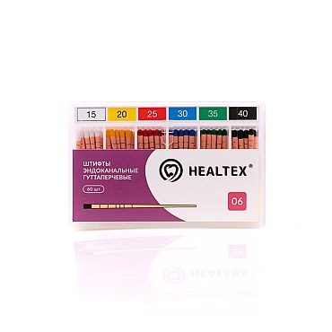 Штифты эндоканальные гуттаперчевые Healtex, с маркировкой длины, конусность 06, размер 25, 60 шт GMM25/6 - фото 391696