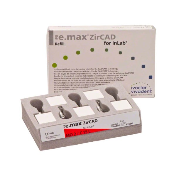 IPS e.max ZirCAD inLab - блоки из оксида циркония, цвет MO 2 C15 L, 5 шт 608459 - фото 399475