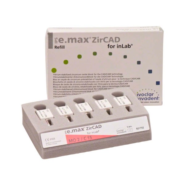 IPS e.max ZirCAD inLab - блоки из оксида циркония, цвет MO 2 C15, 5 шт 608451 - фото 399489