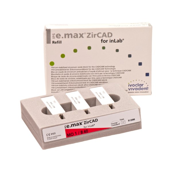 IPS e.max ZirCAD inLab - блоки из оксида циркония, цвет MO 1 B40, 3 шт 608466 - фото 399490