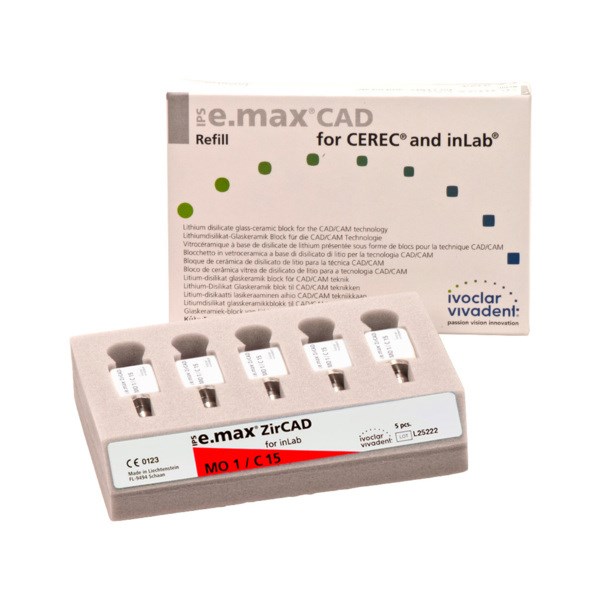 IPS e.max ZirCAD inLab - блоки из оксида циркония, цвет MO 1 C15, 5 шт 608450 - фото 399491