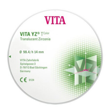 VITA YZ T Color LL2 - транслюцентный цирконий (диоксид циркония), окрашенный, средний, 98,4х14 мм ECDYC3981462 - фото 401586