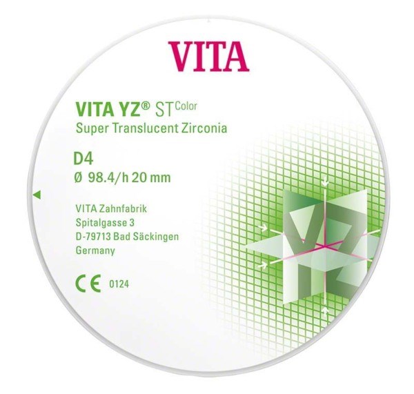 VITA YZ ST Color - супер транслюцентный диоксид циркония, окрашенный, цвет D4, 98,4х20 мм EDCYS7982051 - фото 401597