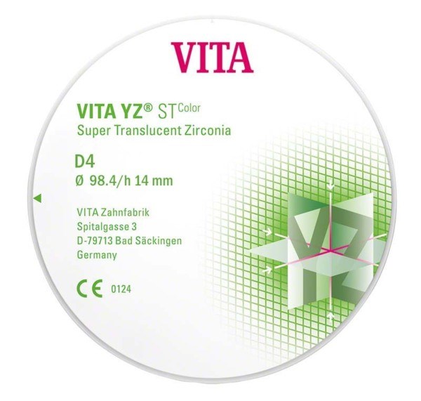 VITA YZ ST Color - супер транслюцентный диоксид циркония, окрашенный, цвет D4, 98,4х14 мм EDCYS7981451 - фото 401619