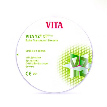 VITA YZ XT White - экстра транслюцентный цирконий (диоксид циркония), неокрашенный (белый), 98,4х14 мм EDWYX6981400 - фото 401652