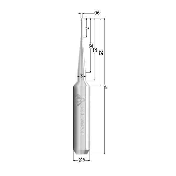 Сверло CC PMMA, круглое, с кольцом, 0,6 мм CCPMMA0.6BR - фото 401850