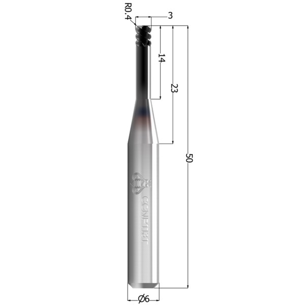 Сверло CC CoCrTi, R=0.4, тор, 3 мм CCNPTI3T - фото 401896