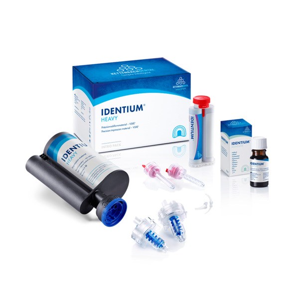 Identium Heavy Intro pack - оттискная масса, 380 мл, 50 мл Light Body, 10 мл адгезив, 10 динамических смесителей, 8 смесительных канюль, 8 интраоральных канюль 1472411 - фото 417926