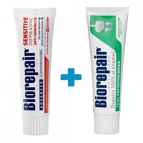 Набор из 2 паст Biorepair: Sensitive Double Action + Total Protection, 75 мл х 2 PM1589858 - фото 433008