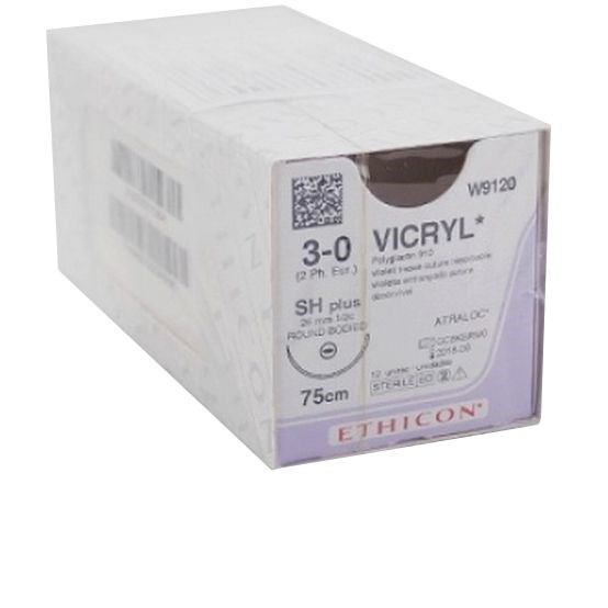 VICRYL  3|0 (75СМ,26ММ,1|2, КОЛ.) 12ШТ. W9120 - фото 434402