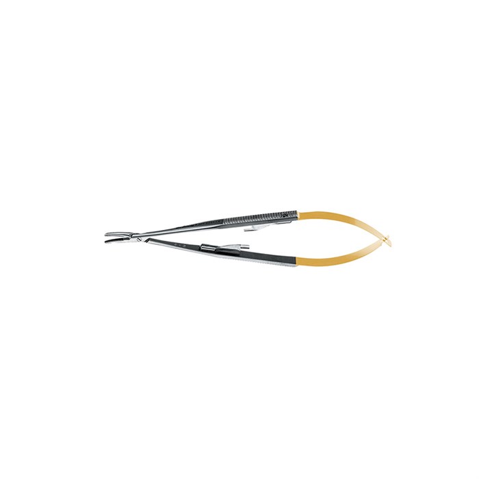 Иглодержатель Castroviejo Perma Sharp 14 см 5 1/2 изогнутый (от 5-0 до 11-0) NH5021 - фото 451478