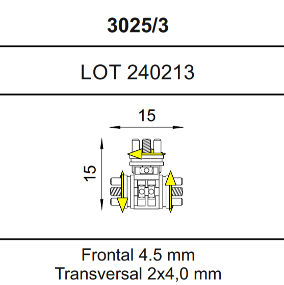 Винт Бертони 3 точки активации прямой 15х15 мм, расширение 4,5 мм/2х4,0 мм 78789 - фото 451995