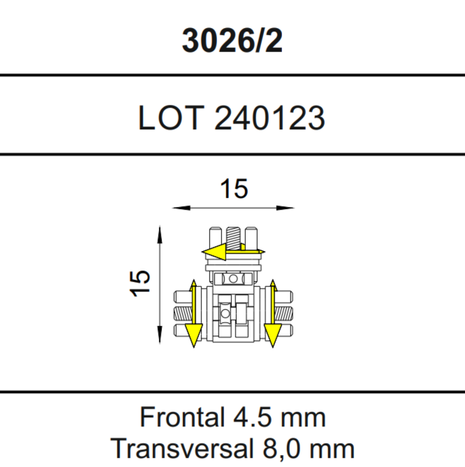 Винт Бертони 2 точки активации прямой 15х15 мм, расширение 4,5 мм/8 мм 78788 - фото 452596