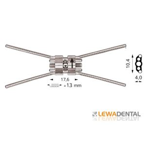 Винт для расширения небного шва с 4-мя штангами расширение 13 мм 10.4 х 4.0 х17,6 мм 74687 - фото 452642