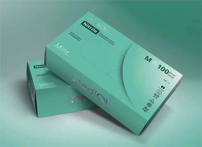 Перчатки нитриловые S (6-7), 100шт, зеленые , MediOk УТ-00009016 - фото 523506