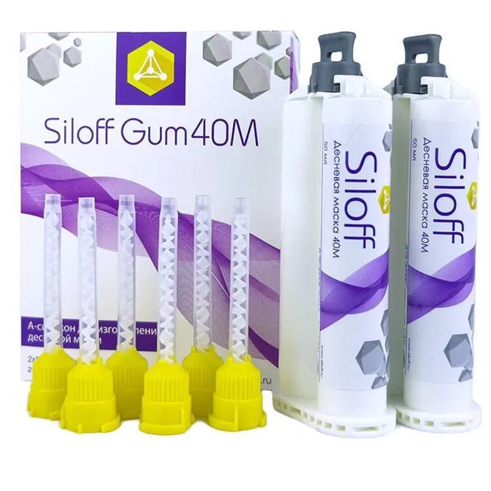 Десневая маска Siloff  40М (мягкая) 2x50мл, 20 смесительных наконечников, КрасТехноМед УТ-00005096 - фото 523898