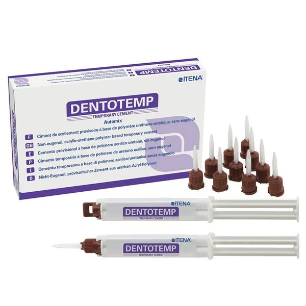 ДентоТемп Автомикс (DentoTemp automix), для долговремен. фиксац., 2шпрх5мл, 20 смес.насадок, без эвгенола, ITENA 00000013308 - фото 524025