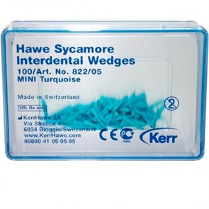 822/05 Клинья Sycamore Interdental деревянные бирюзовые (100шт), Kerr Hawe 00000001947