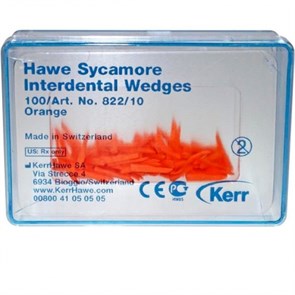 822/10 Клинья Sycamore Interdental деревянные оранжевые (100шт), Kerr Hawe 00000001512