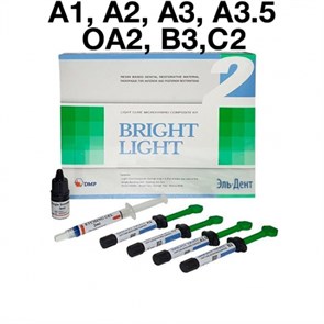 Bright Light НАБОР: 7 шприца х4,5г. (А1,А2,А3,А3,5,OA2,В3,С2), Etching gel 3мл., Single bonding 3мл., принадлежности, DMP 1231912819