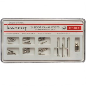 Штифты титановые Ikadent IKT-X20-F (С20 х 4, D20 х 4, D25 х 4, GF25 х 4, E20 х 4, EF20 х 4, развертка х 2, фреза торцевая ,ключ инструментальный) 0000910705