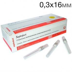 Иглы карпульные Septoject 0,3х16мм, 100шт.,  Septodont 0001915234