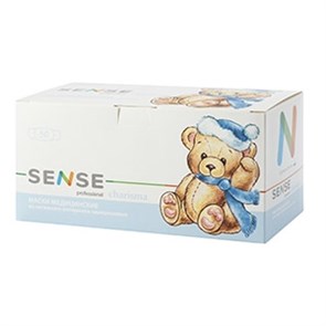 Маски SENSE Premium" Детский рисунок МИШКИ, 50шт. Гипоаллергенные. 1231911701