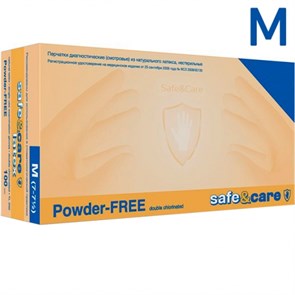 Перчатки латексные  Safe & Care M (7/7,5) 100 шт. 0001914600