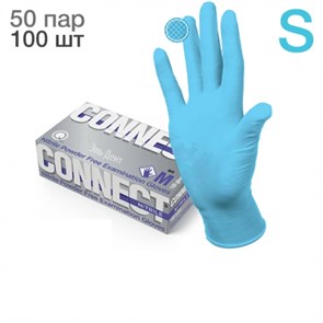 Перчатки Нитриловые CONNECT BLUE NITRILE S Голубые (100 шт.) (50 пар) 3,7 гр 1231912887