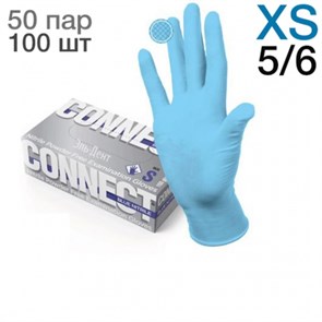 Перчатки Нитриловые CONNECT NITRILE ПУЛИН Голубые XS (5/6) 100 шт (50 пар) 1231914035