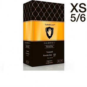 Перчатки Нитриловые Safe&Care XS, Черные (5/6) смотровые, 100 шт 0001914553