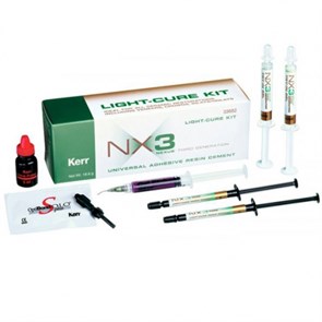 NX3 Light-Cure Kit Набор: 2шпр.х1,8 г; гель проб. 2шпр.х3 г; OptiBond Solo Plus в унидозах 10 шт; протр. 3 г; праймер силановый 5 мл; насадки смесительные; канюли для шприца с протравочным гелем /33682/Kerr 1231912570