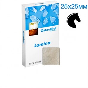 Osteobiol Soft Cortical Lamina (конь) 25х25мм (0,4-0,6мм)-тонкая высушенная кортикал.пластина с коллагеном LS25FE 1231913513