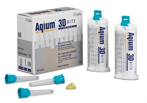 Слепочная масса A - силиконовая Aqium 3D BITE - силикон для регистрации прикуса (2 х 50 мл), насадки смесительные NT зеленые - 12 шт./уп. 82538