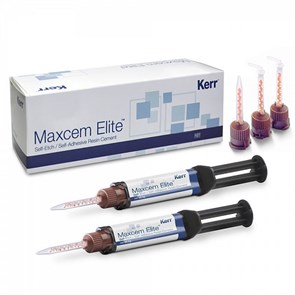 Maxcem Elite™ Refill, YELLOW композитный цемент двойного отверждения, цвет желтый, 2 шприца по 5 г., 10 широких насадок, 10 внутриротовых. 34061