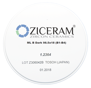 Многослойные заготовки диоксида циркония ZICERAM ML B Light 98,5 х18 (B1-B4) MLBDark98-5х18(B1-B4)